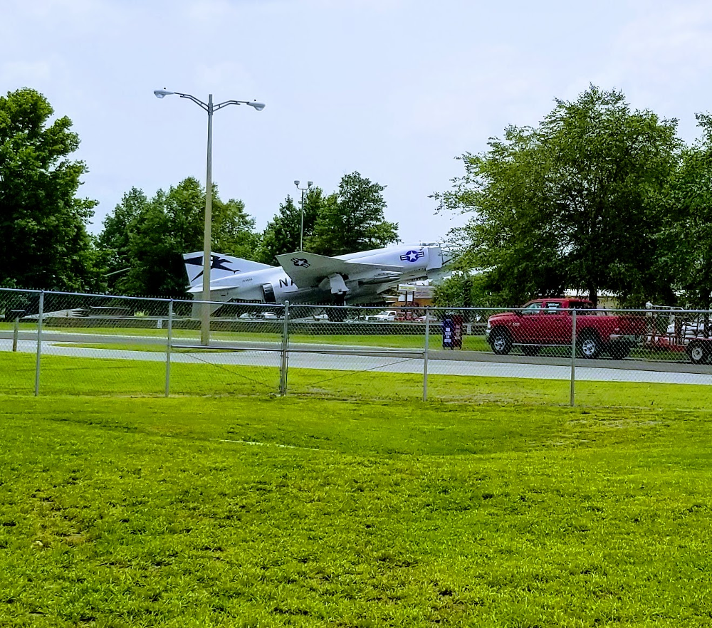 An-airplane-on-display-outside-of-Sikeston-Airport