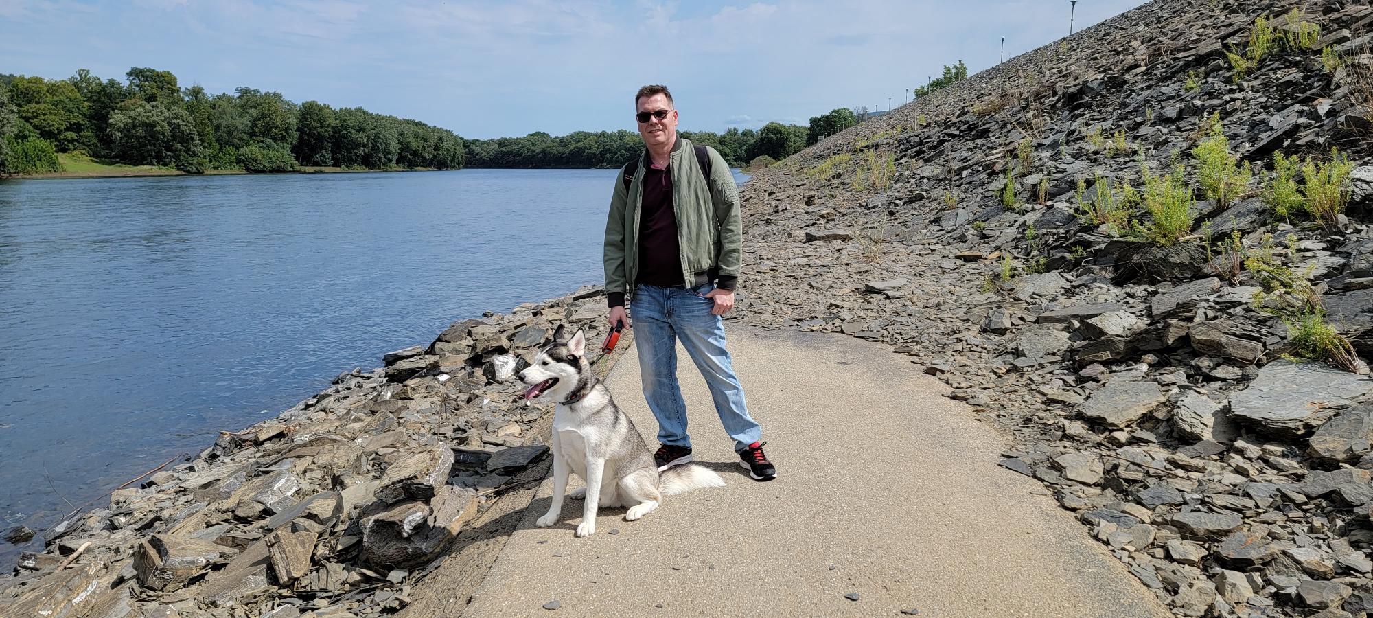 Shawn-and-Jasper-on-the-lower-riverwalk-Lock-Haven-PA