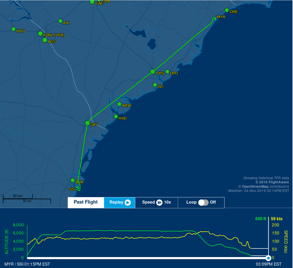 FlightAware-ADS-B-Tracking-KMYR-KSSI-