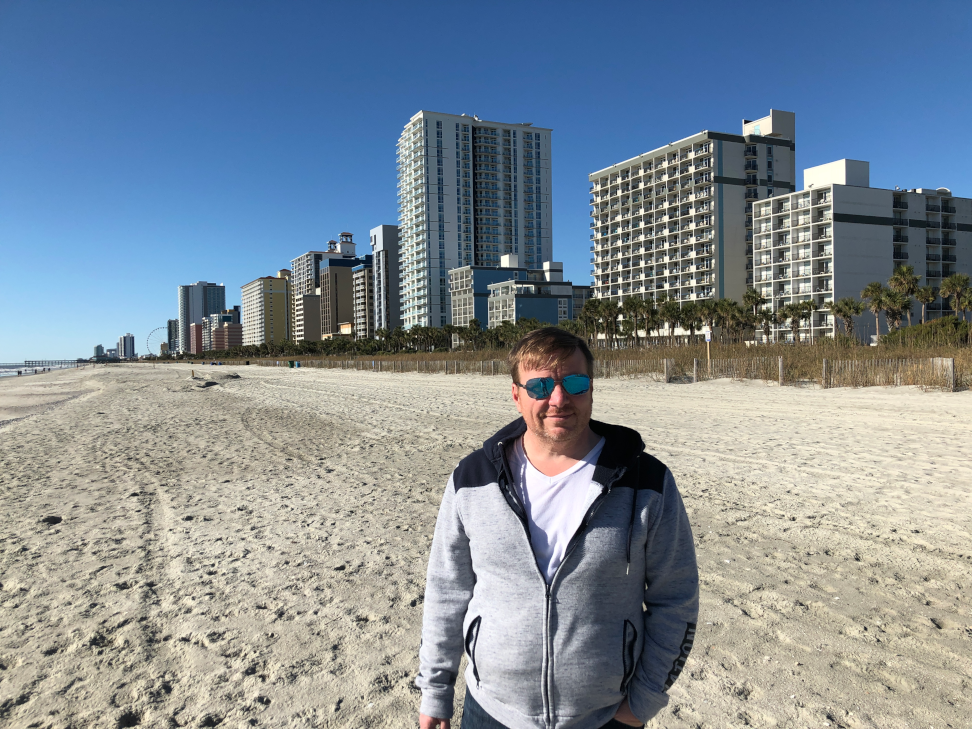 Zack-walking-on-the-beach-in-Myrtle-Beach-in-the
